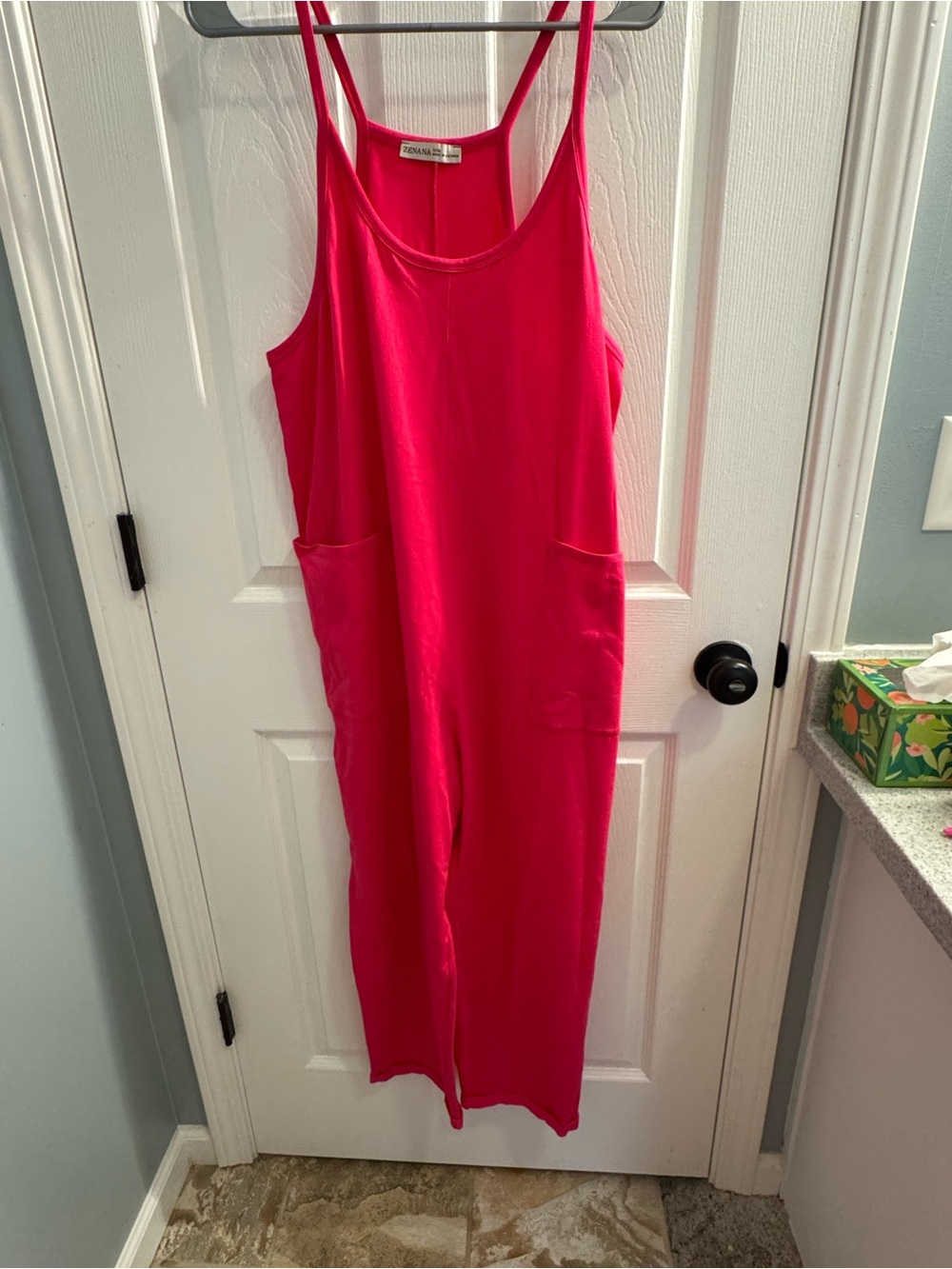 Zenana Hot Pink Sleeveless Jumpsuit